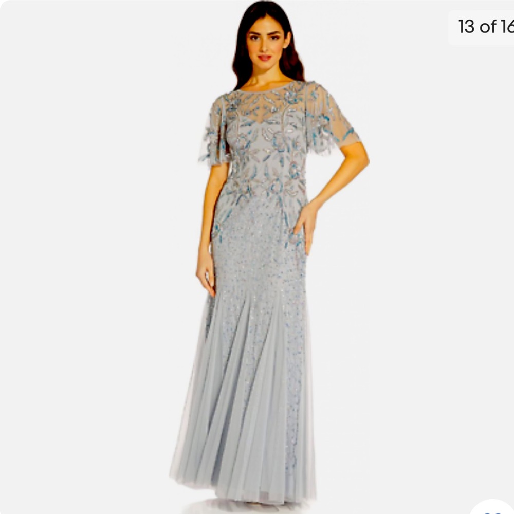 Adrianna Papell Beaded Mermaid Gown.